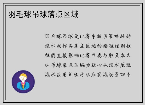 羽毛球吊球落点区域